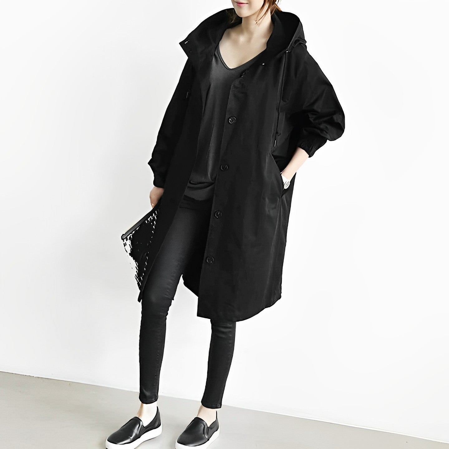 DuraCoat – Lange moderne Jacke mit Kapuze