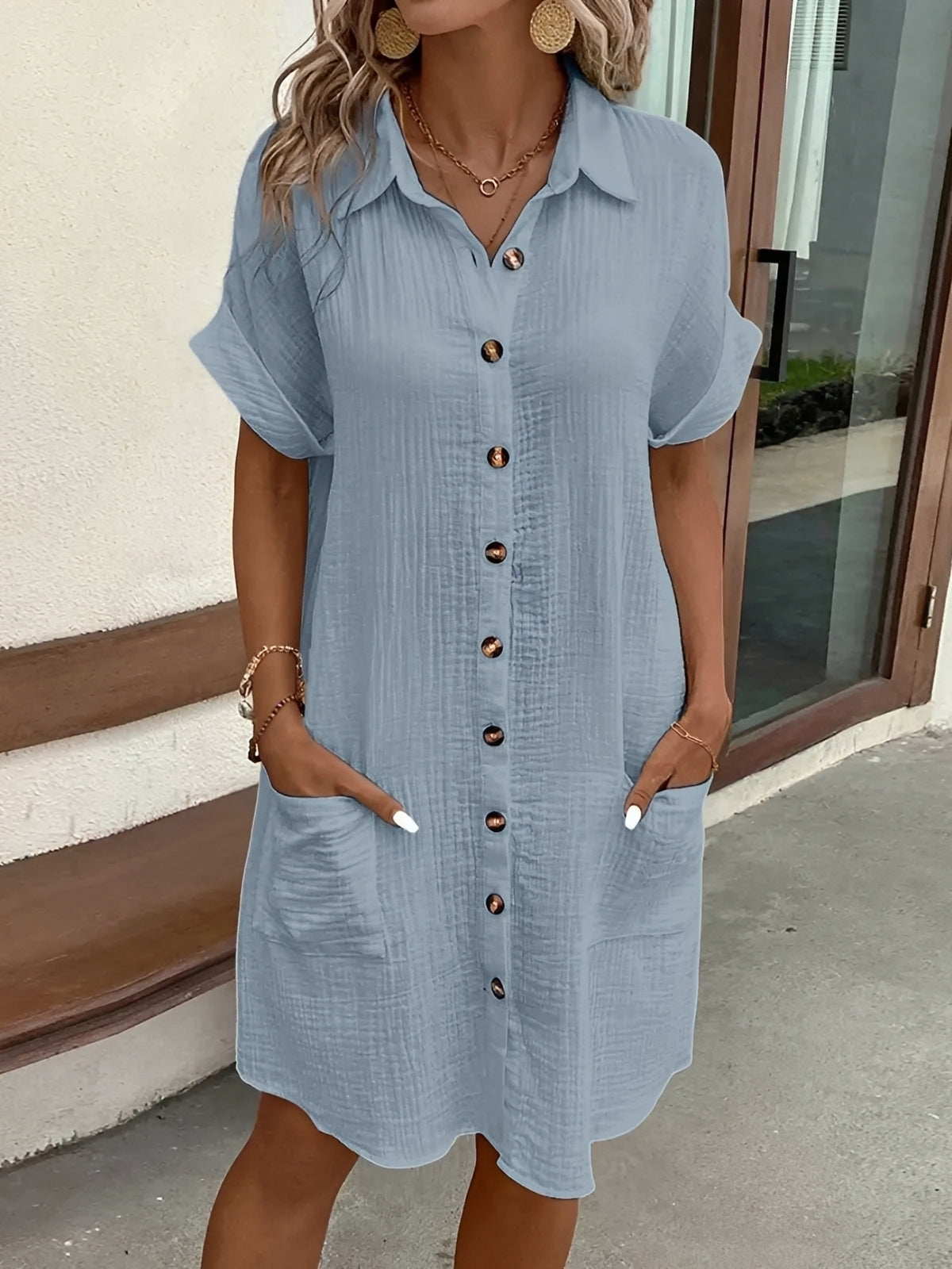 Shelley - Bequemes Hemdkleid mit Knopfleiste für Frauen