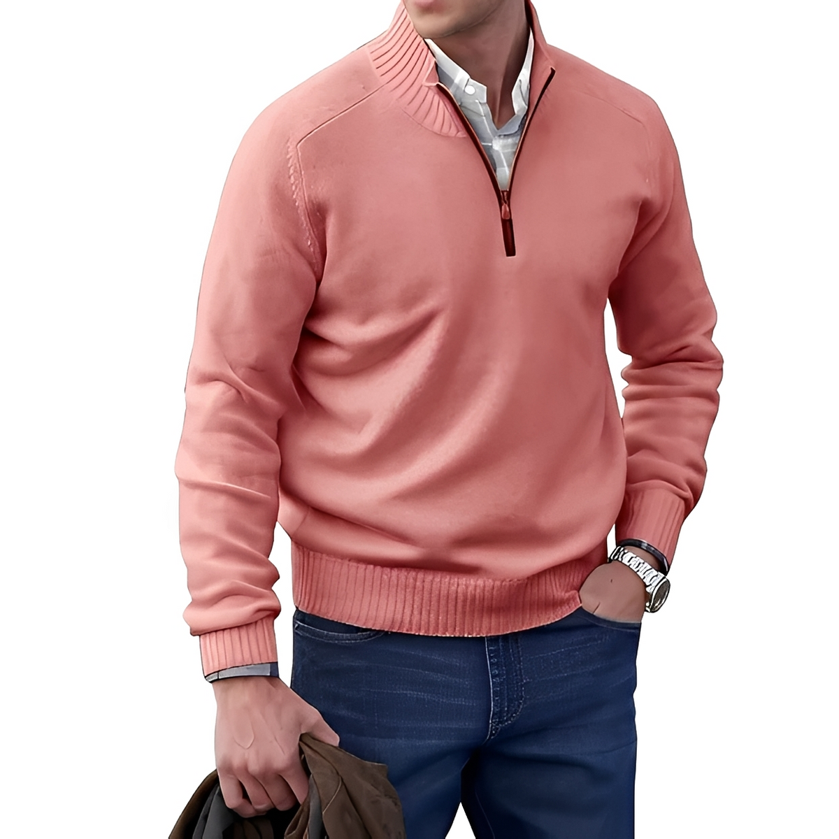 Jeremy - Bequemer Pullover mit Zip-Kragen