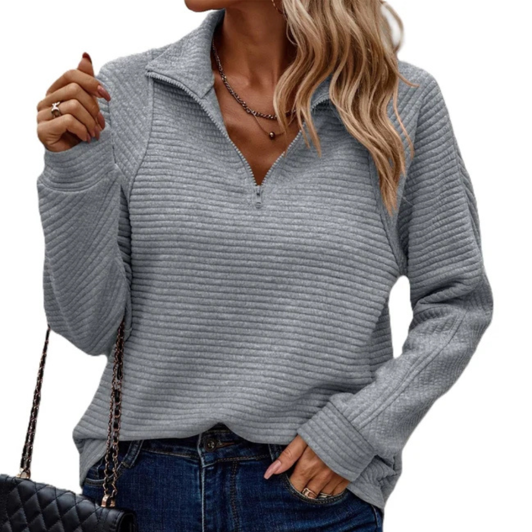 Zennia - Bequemer Pullover mit Teilreißverschluss