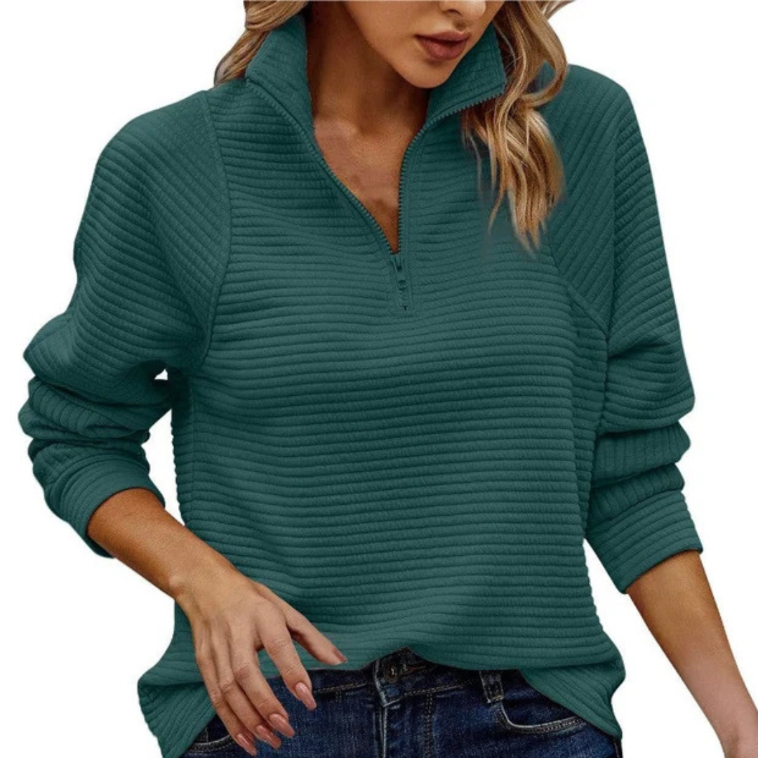 Zennia - Bequemer Pullover mit Teilreißverschluss