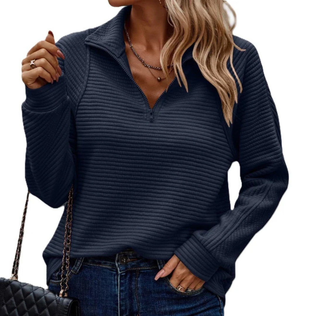 Zennia - Bequemer Pullover mit Teilreißverschluss