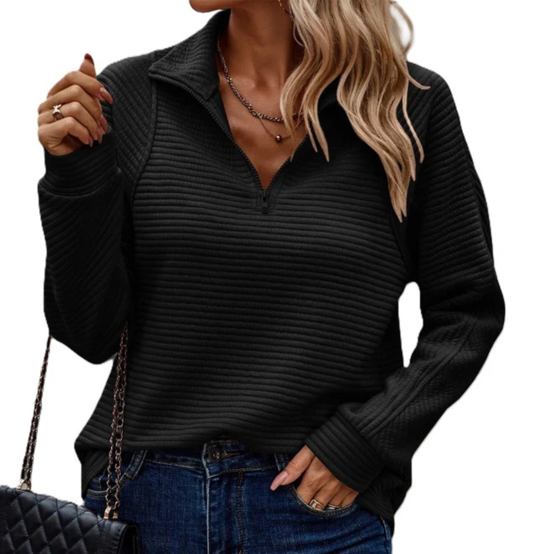 Zennia - Bequemer Pullover mit Teilreißverschluss