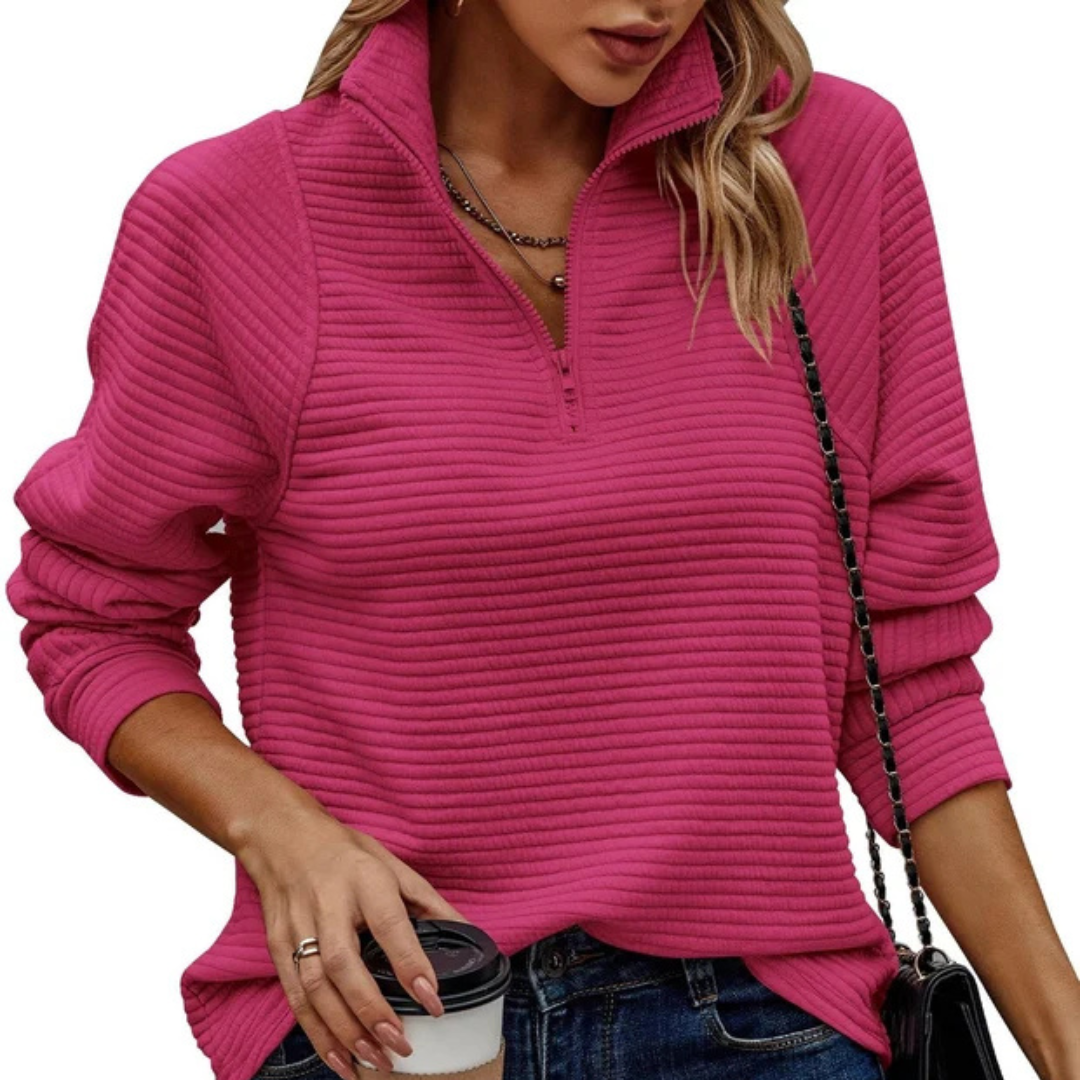 Zennia - Bequemer Pullover mit Teilreißverschluss