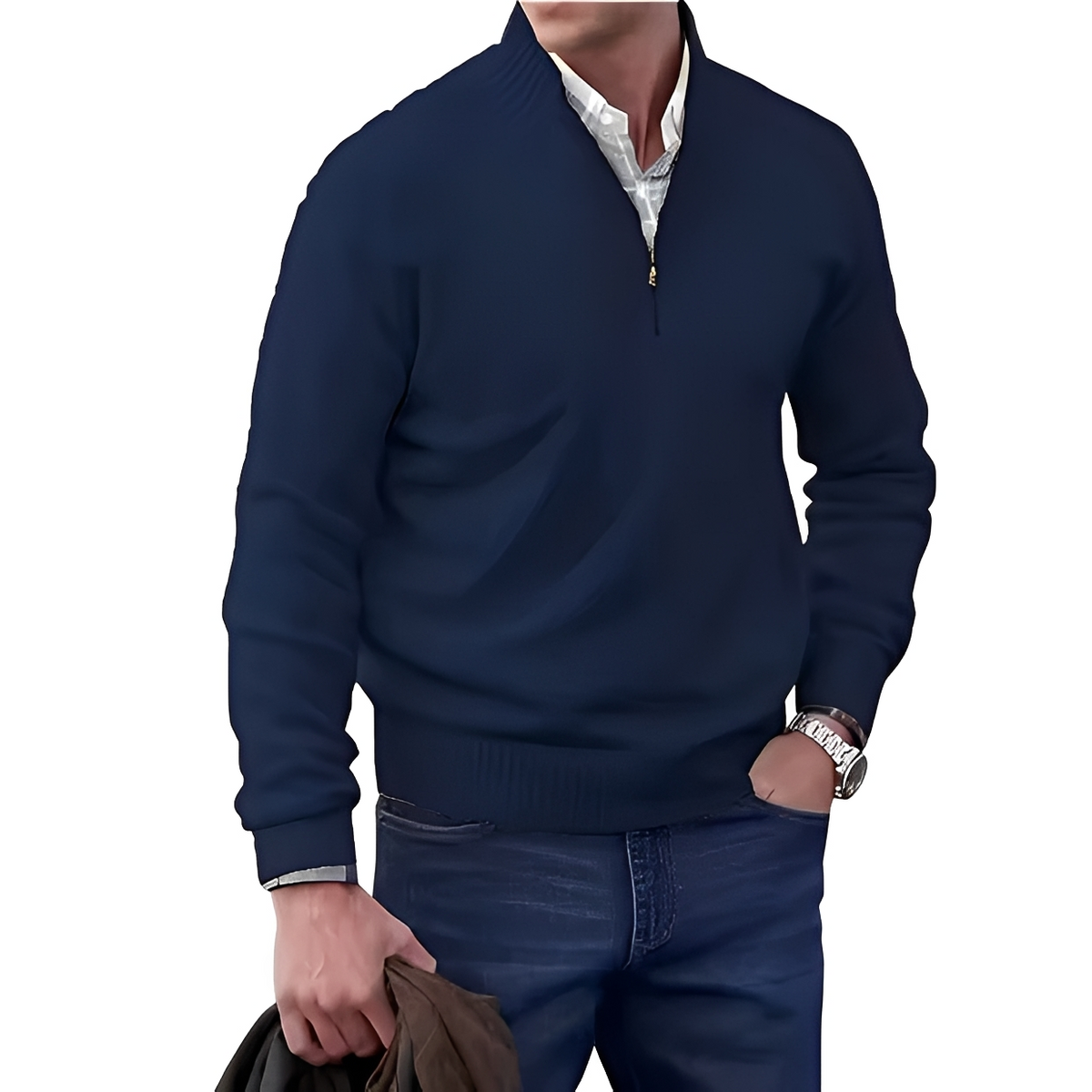 Jeremy - Bequemer Pullover mit Zip-Kragen