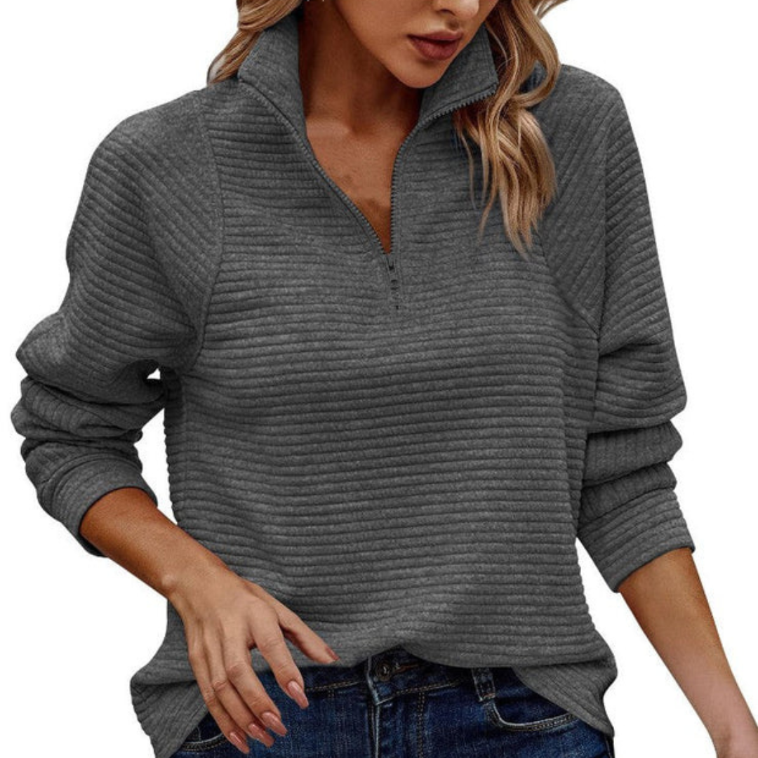Zennia - Bequemer Pullover mit Teilreißverschluss