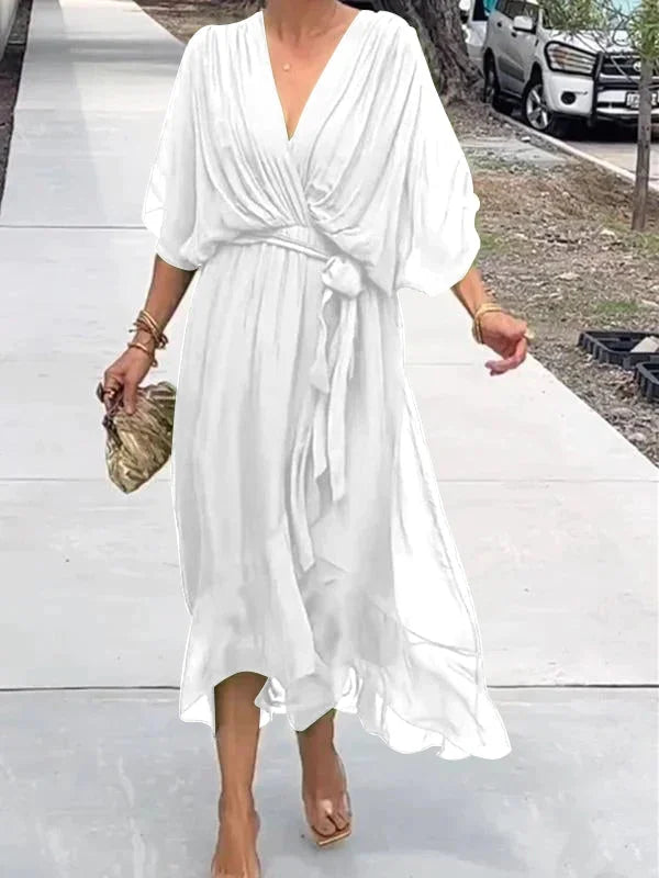 Loisa - Stilvolles Chiffon-Kleid mit V-Ausschnitt