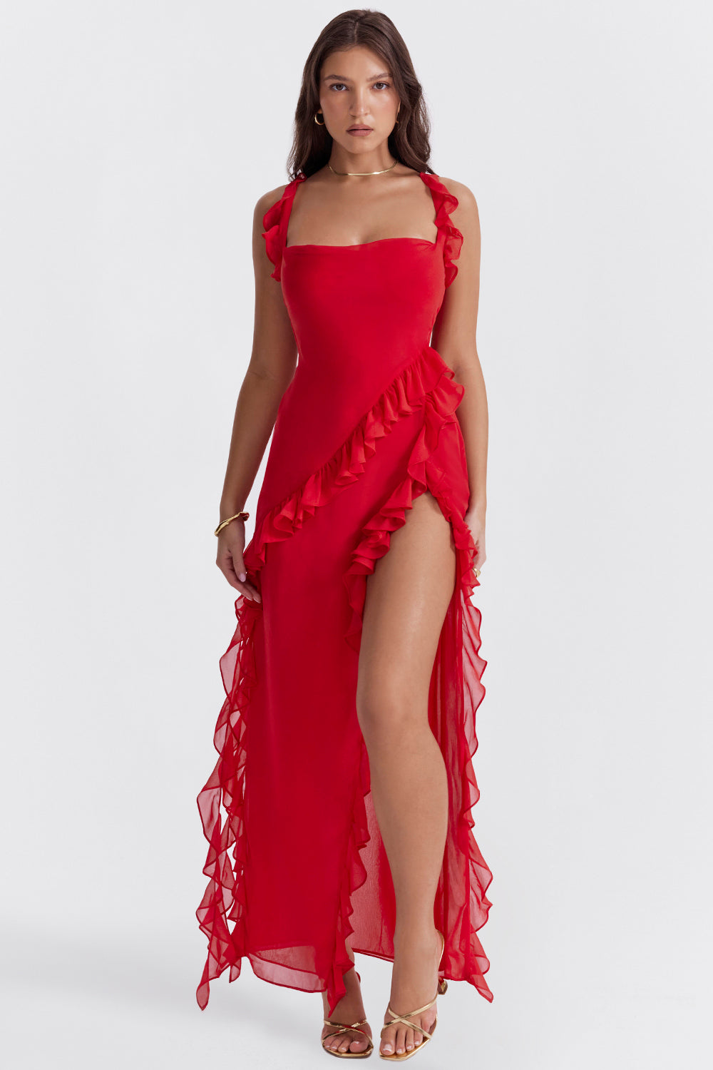 Noémie – Kleid mit Rüschen und Ausschnitt