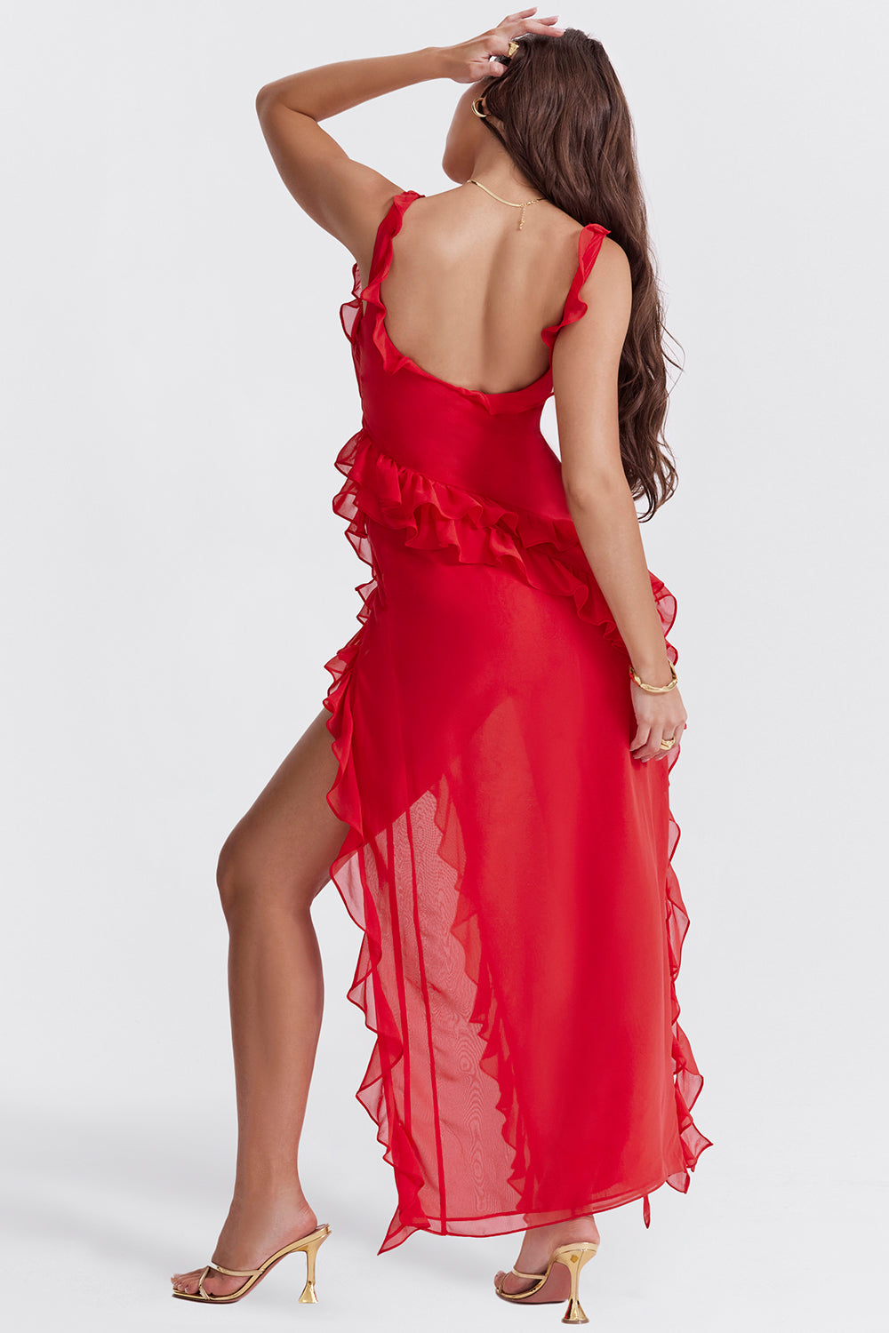 Noémie – Kleid mit Rüschen und Ausschnitt