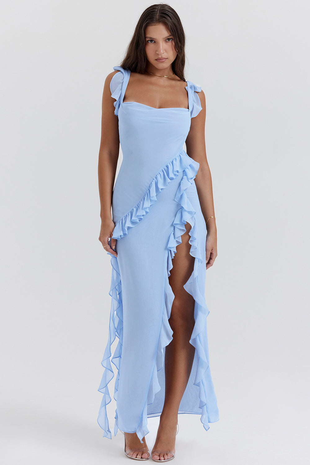 Noémie – Kleid mit Rüschen und Ausschnitt