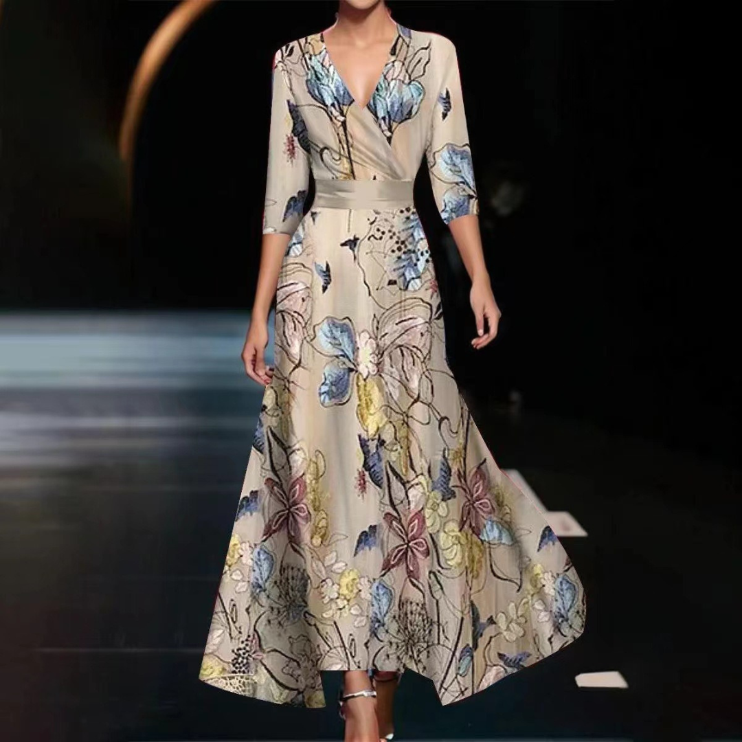 Yuna - Blumenmuster-Wickelkleid