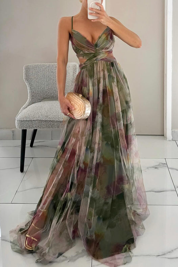 Alina – Lang geschnittenes Kleid mit V-Ausschnitt für Hochzeitsgäste