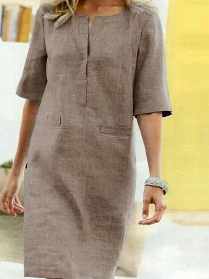 Rieke – Gerades Kleid mit V-Schlitz