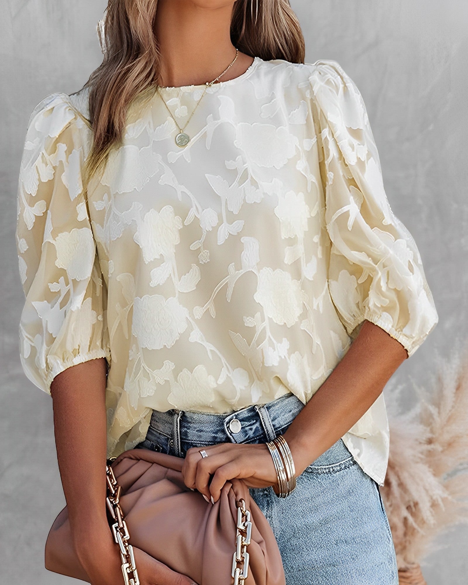 Dorrothea - Chiffonbluse mit Puffärmeln