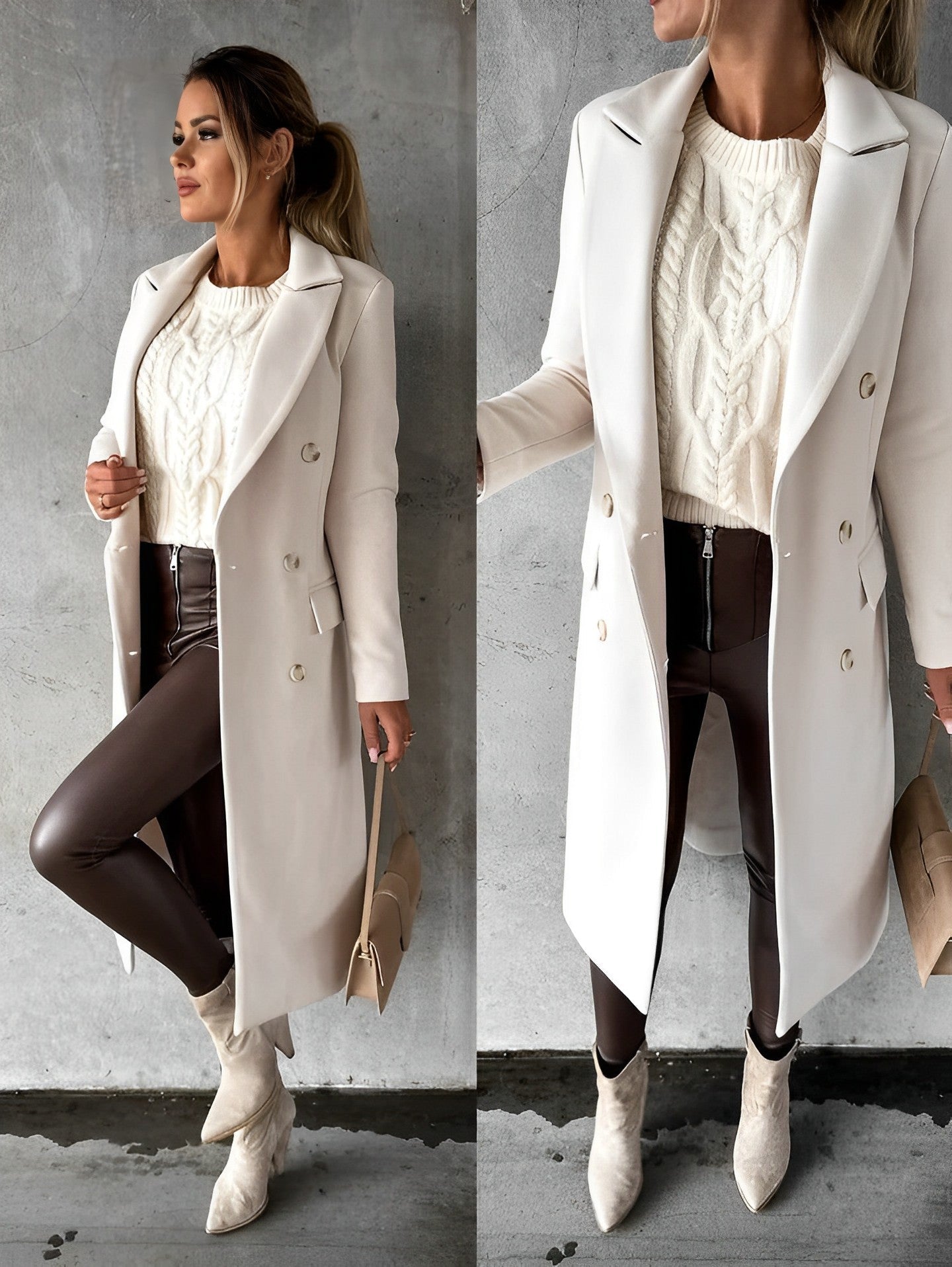 Gadie Bella - Langer Wollmantel mit zweireihigem Design
