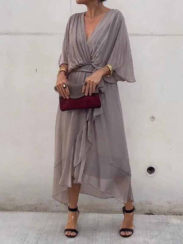 Loisa - Stilvolles Chiffon-Kleid mit V-Ausschnitt