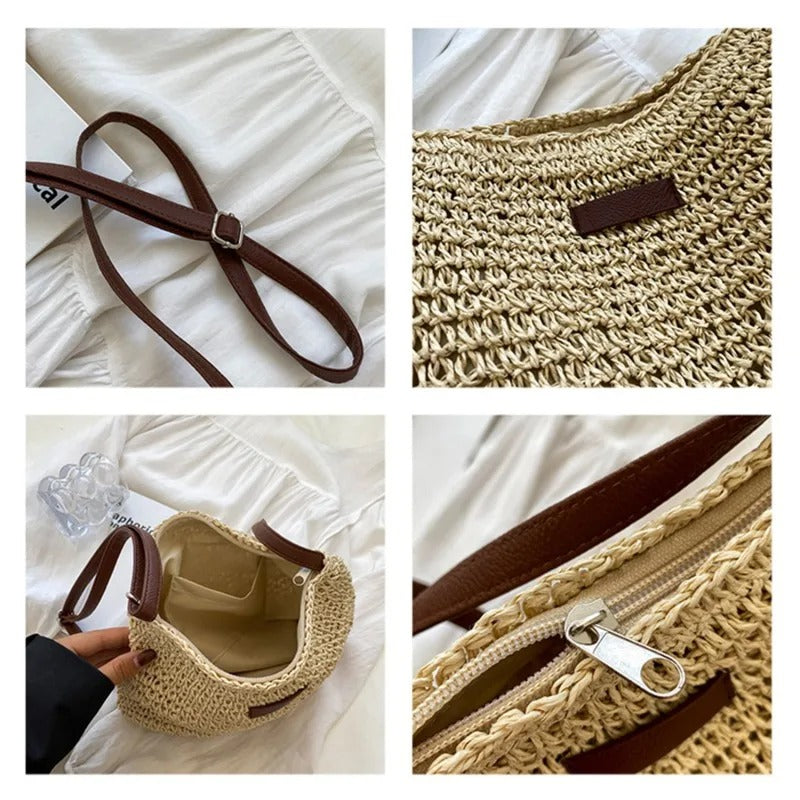 Camille – Chic geflochtener Beutel in neutralen Tönen