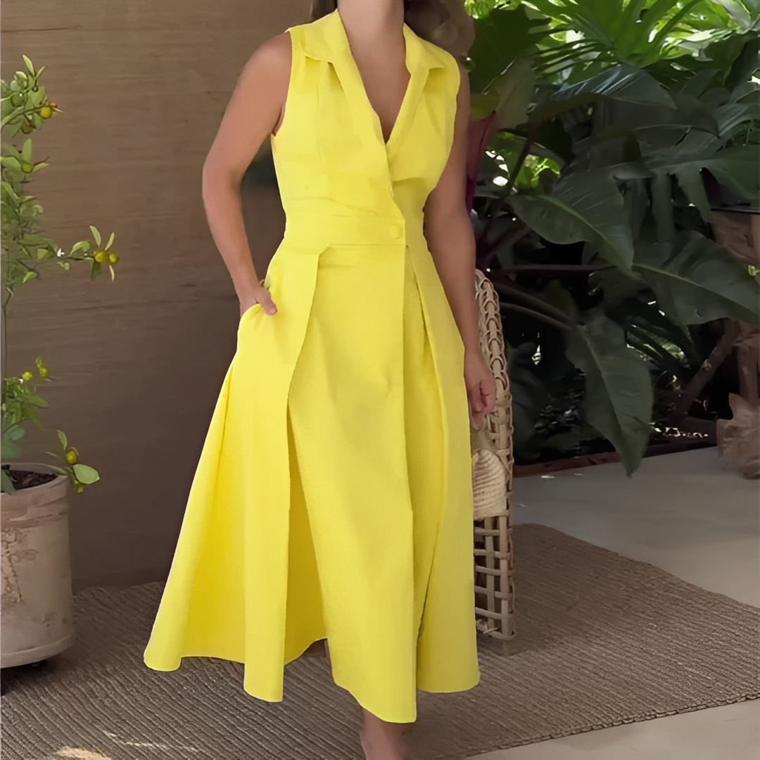 Diola - Stilvolles V-Ausschnitt-Kleid für Damen