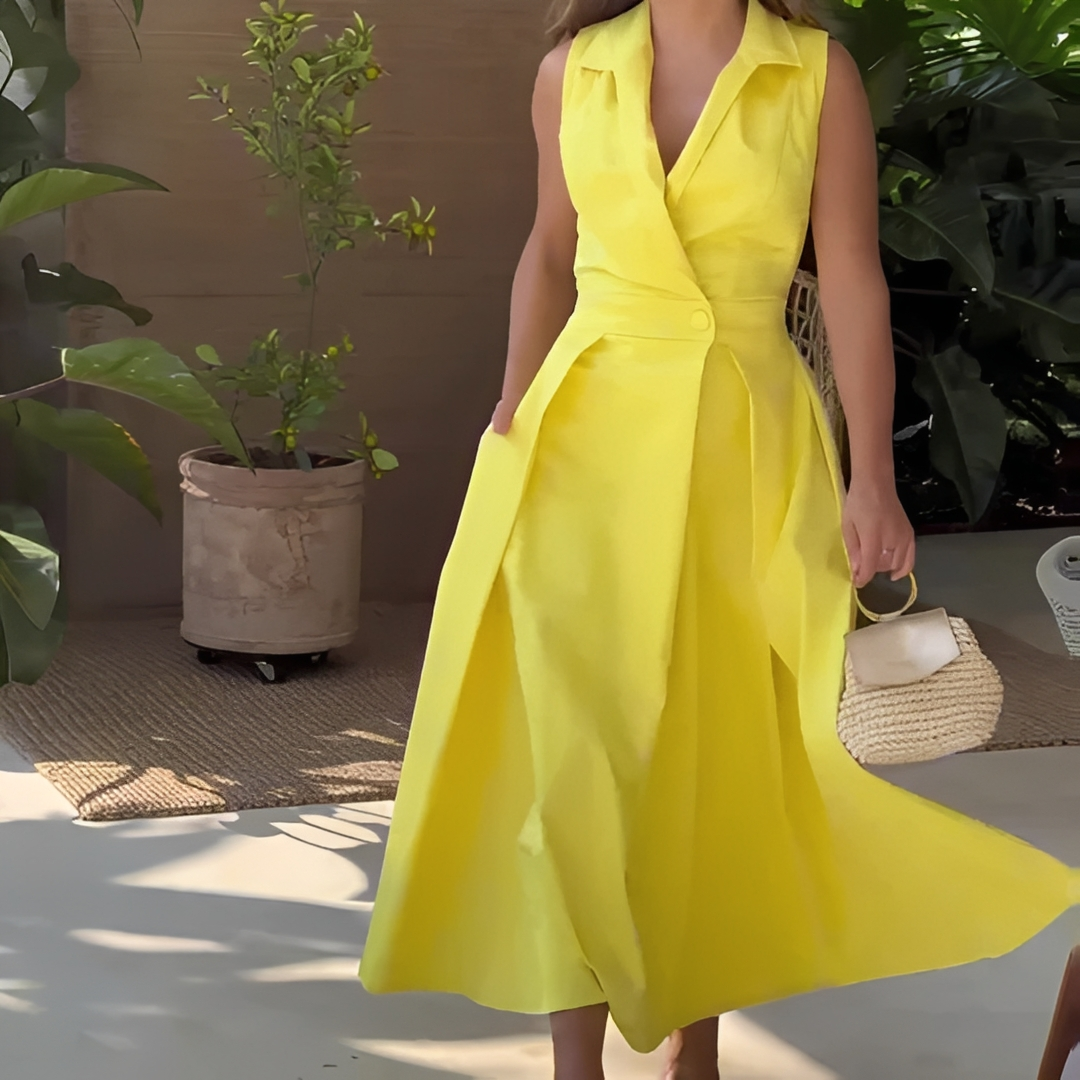 Diola - Stilvolles V-Ausschnitt-Kleid für Damen