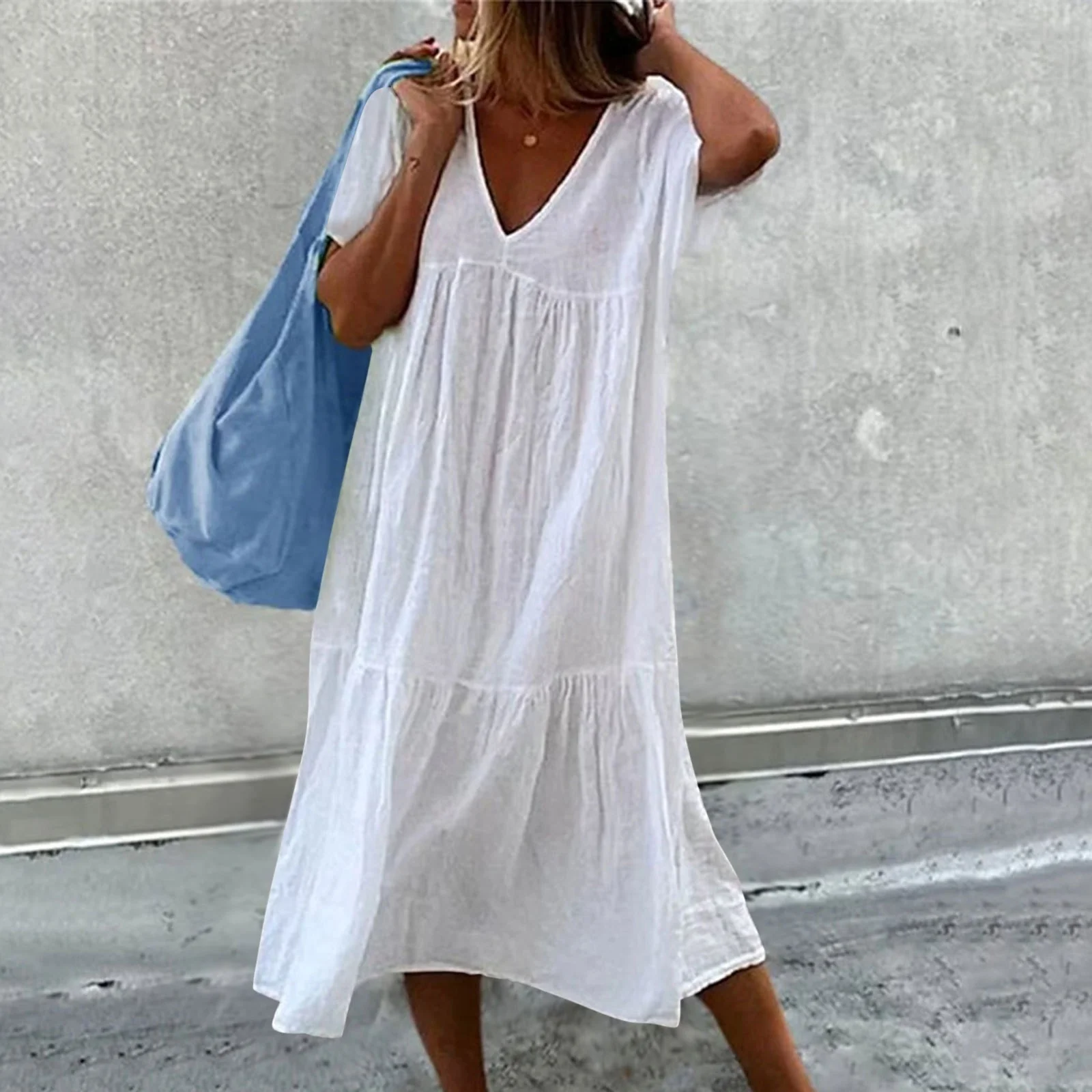 Deanna - Bequemes Kleid mit V-Ausschnitt, Vielseitig und Angenehm