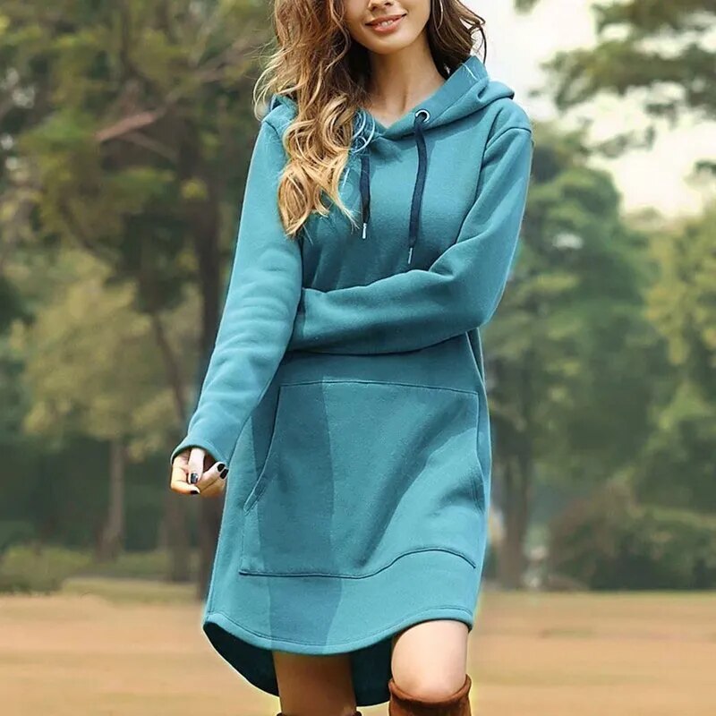 Juris – Langes Sweatkleid mit Kapuze