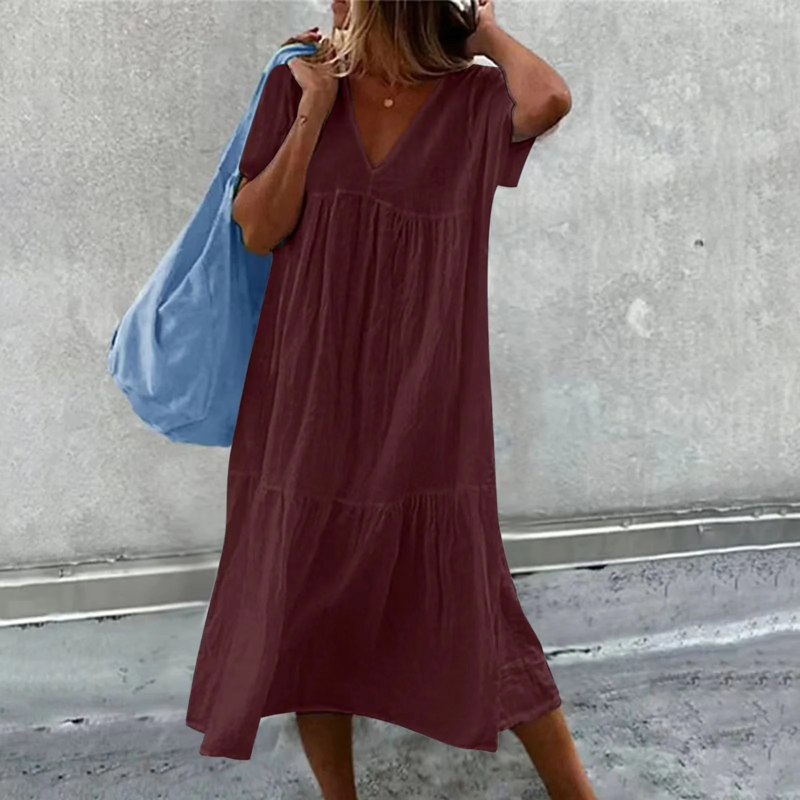 Deanna - Bequemes Kleid mit V-Ausschnitt, Vielseitig und Angenehm