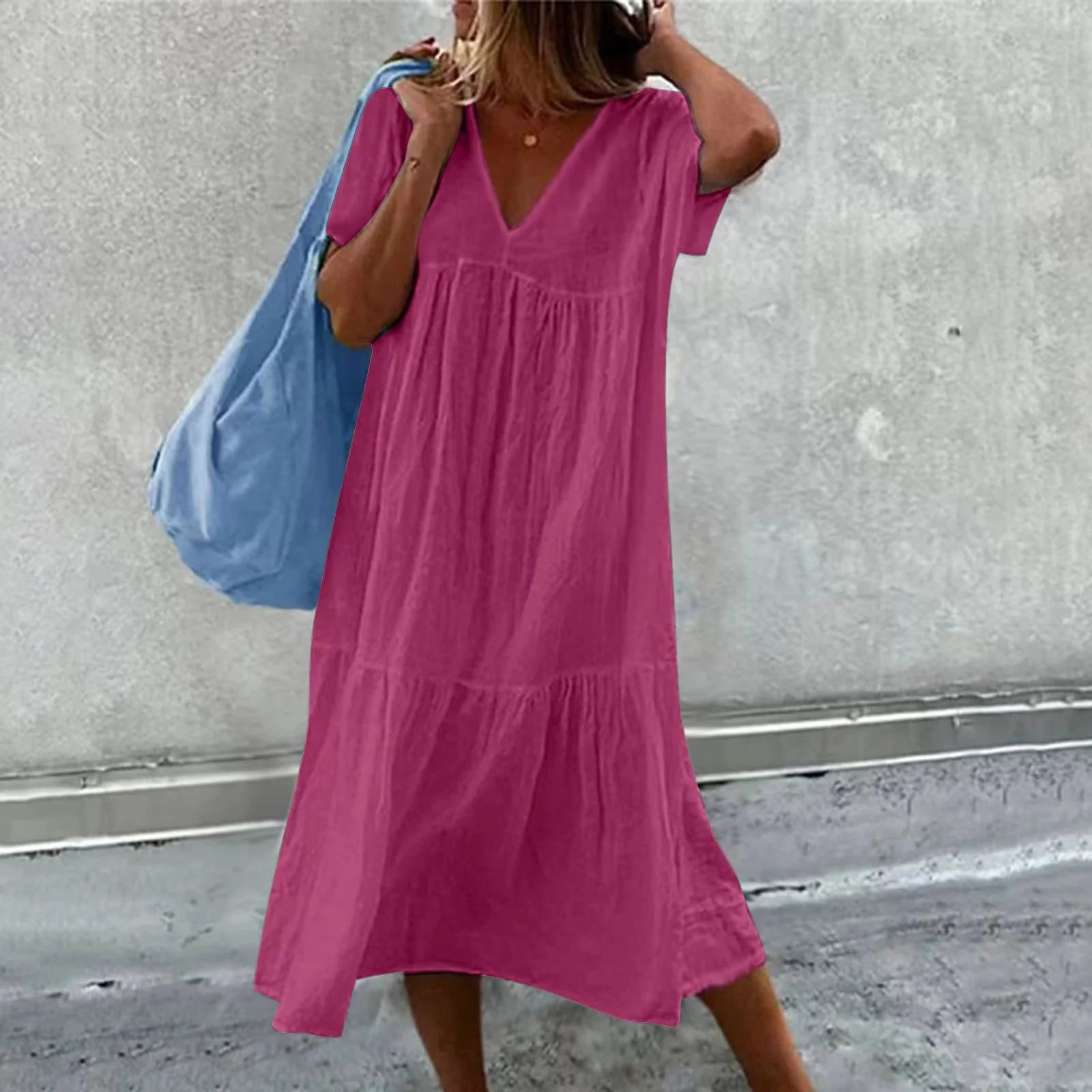 Deanna - Bequemes Kleid mit V-Ausschnitt, Vielseitig und Angenehm