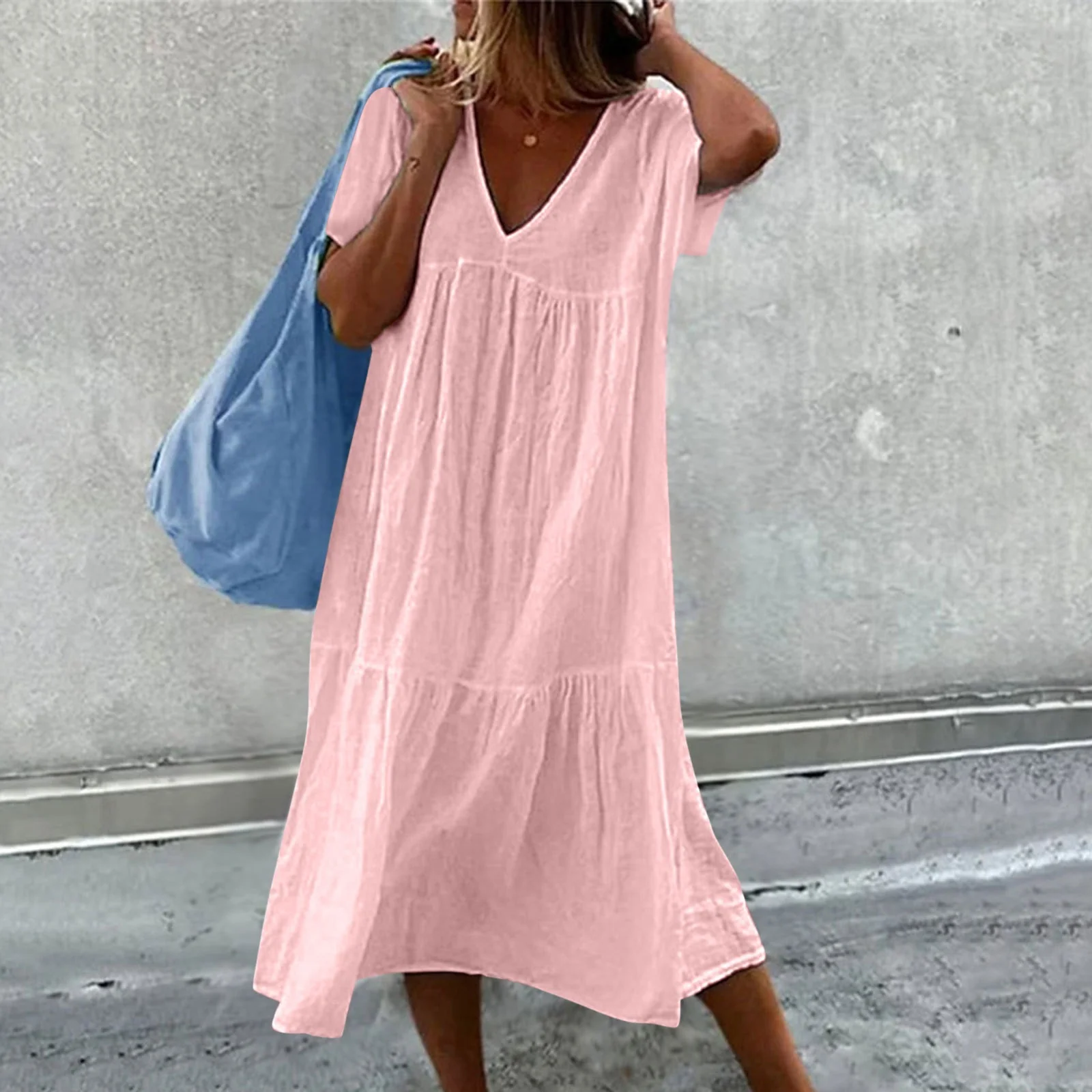 Deanna - Bequemes Kleid mit V-Ausschnitt, Vielseitig und Angenehm