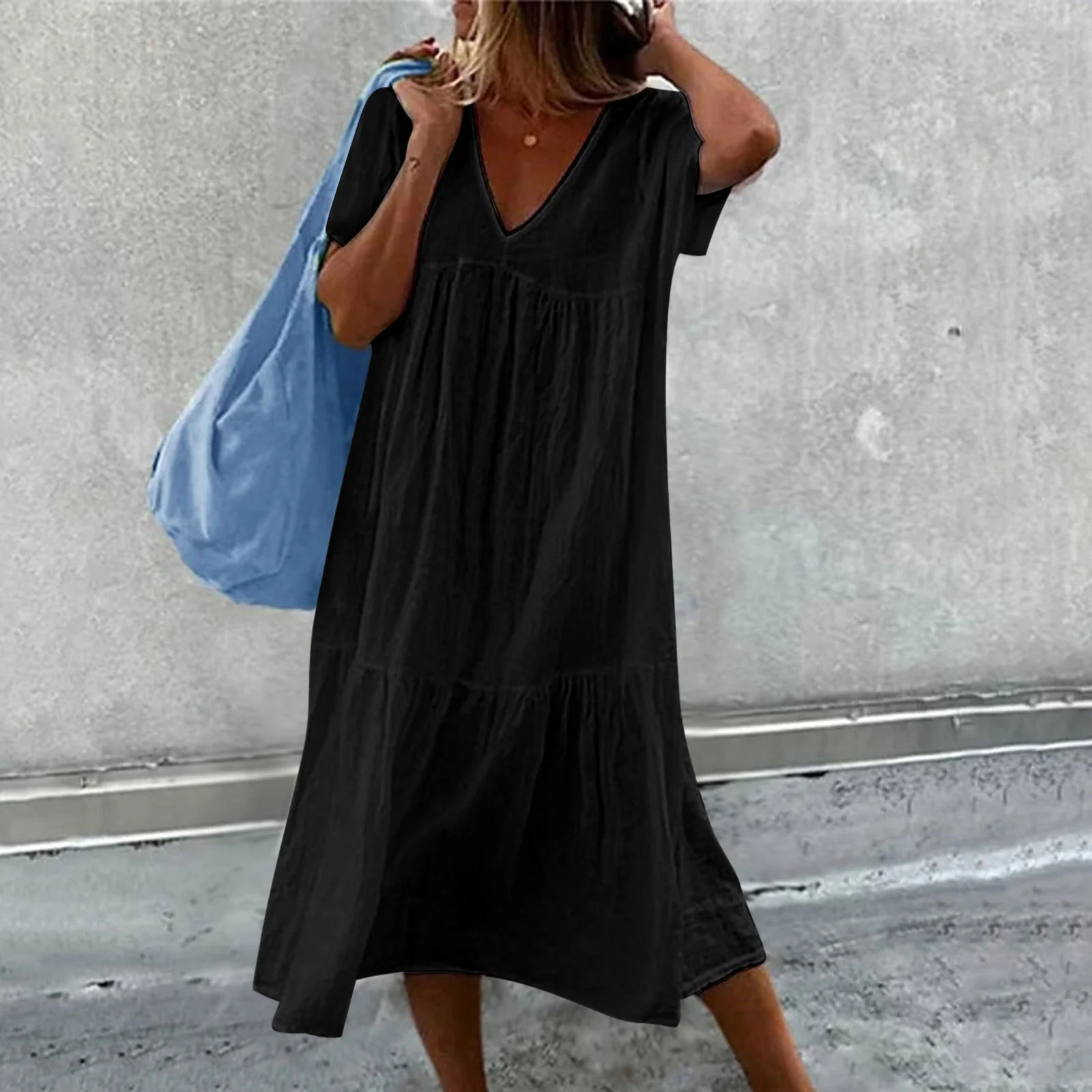 Deanna - Bequemes Kleid mit V-Ausschnitt, Vielseitig und Angenehm