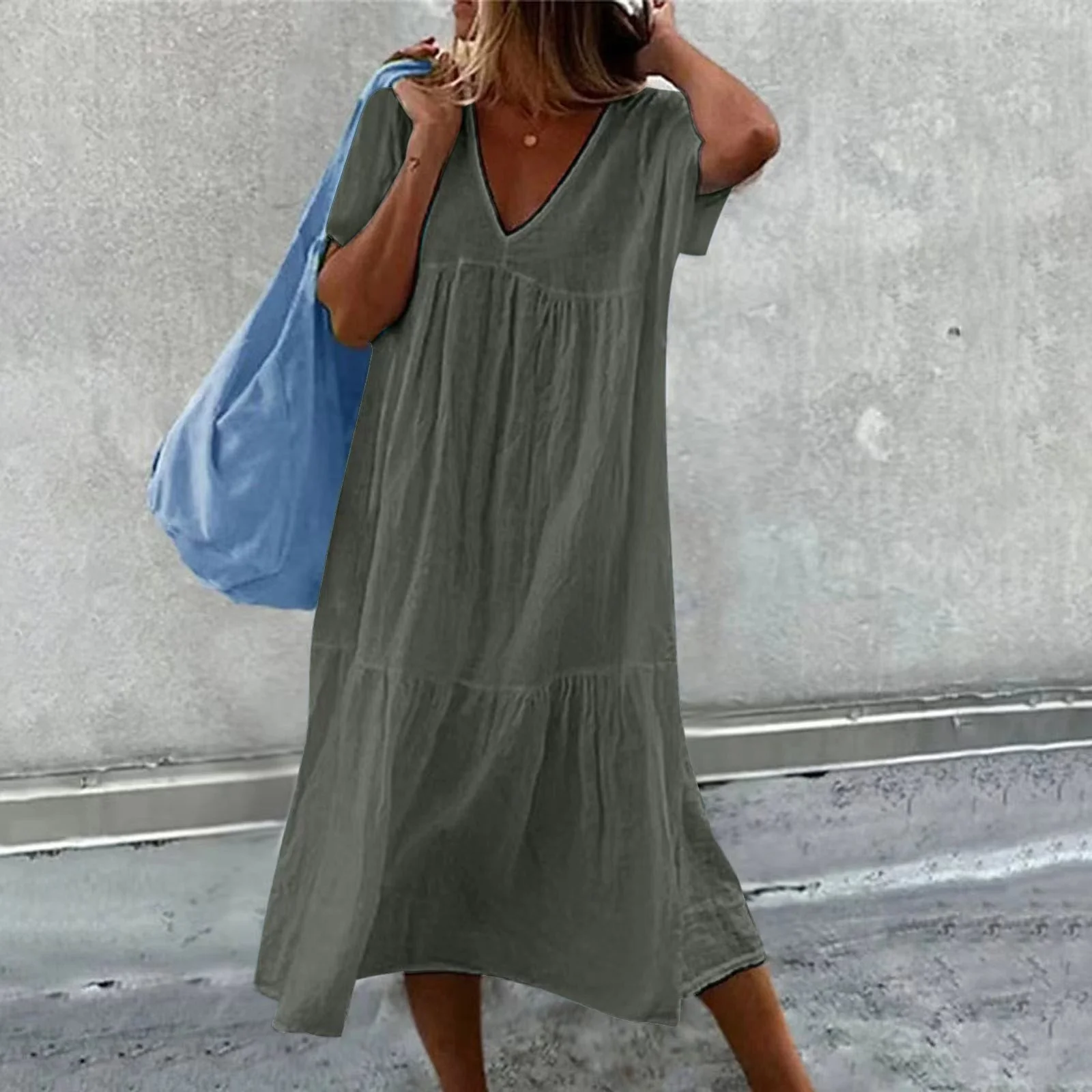 Deanna - Bequemes Kleid mit V-Ausschnitt, Vielseitig und Angenehm