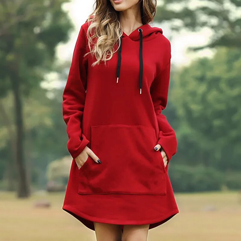 Juris – Langes Sweatkleid mit Kapuze