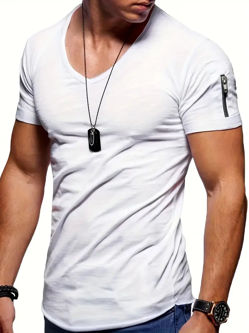 James - Herren V-Ausschnitt T-Shirt, komfortabler Stil