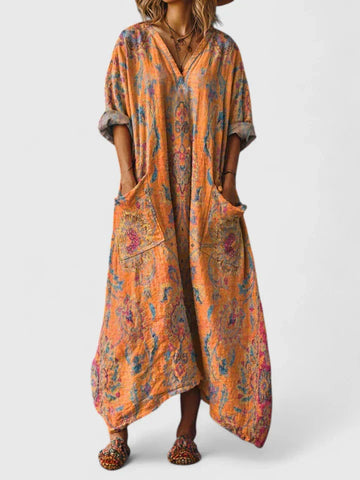 Althea – Boho-Kleid mit fließendem Schnitt und Stickerei