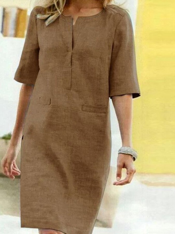 Rieke – Gerades Kleid mit V-Schlitz