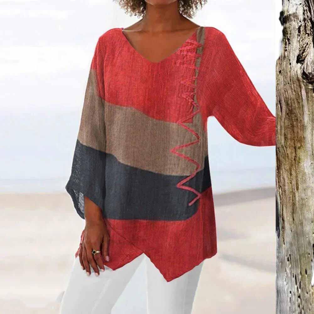 Eli - Dreifarbige Bluse mit Bauchabdeckung