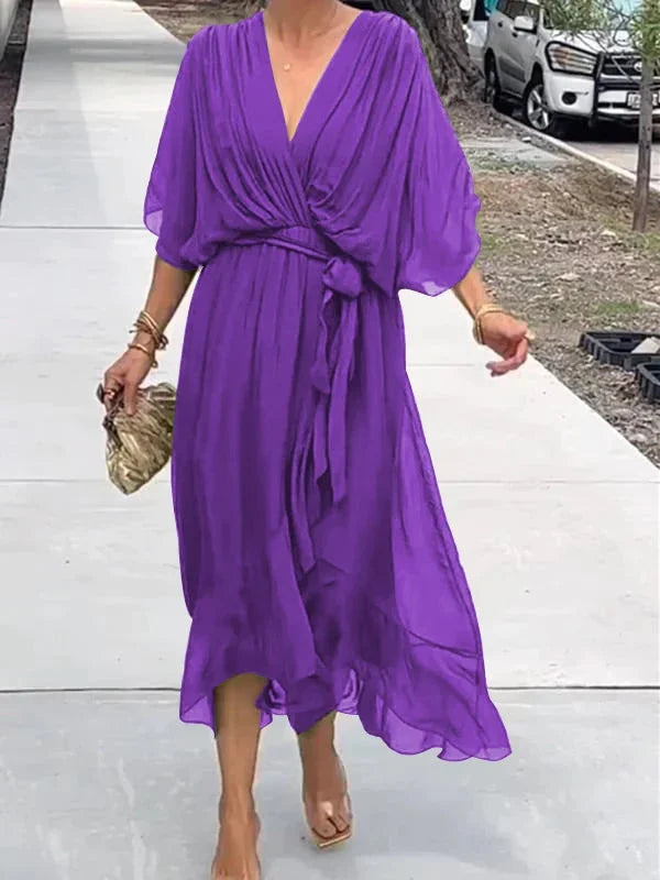 Loisa - Stilvolles Chiffon-Kleid mit V-Ausschnitt