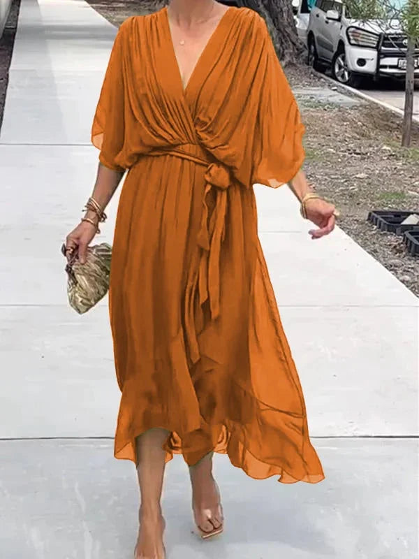 Loisa - Stilvolles Chiffon-Kleid mit V-Ausschnitt