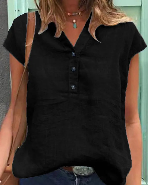 Natasha - Komfortable, Lässige Bluse mit Kurzen Ärmeln