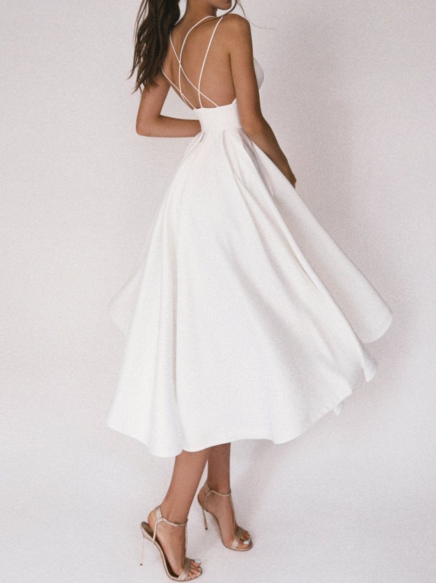 Gabriella - Satin-Kleid mit gekreuzten Trägern