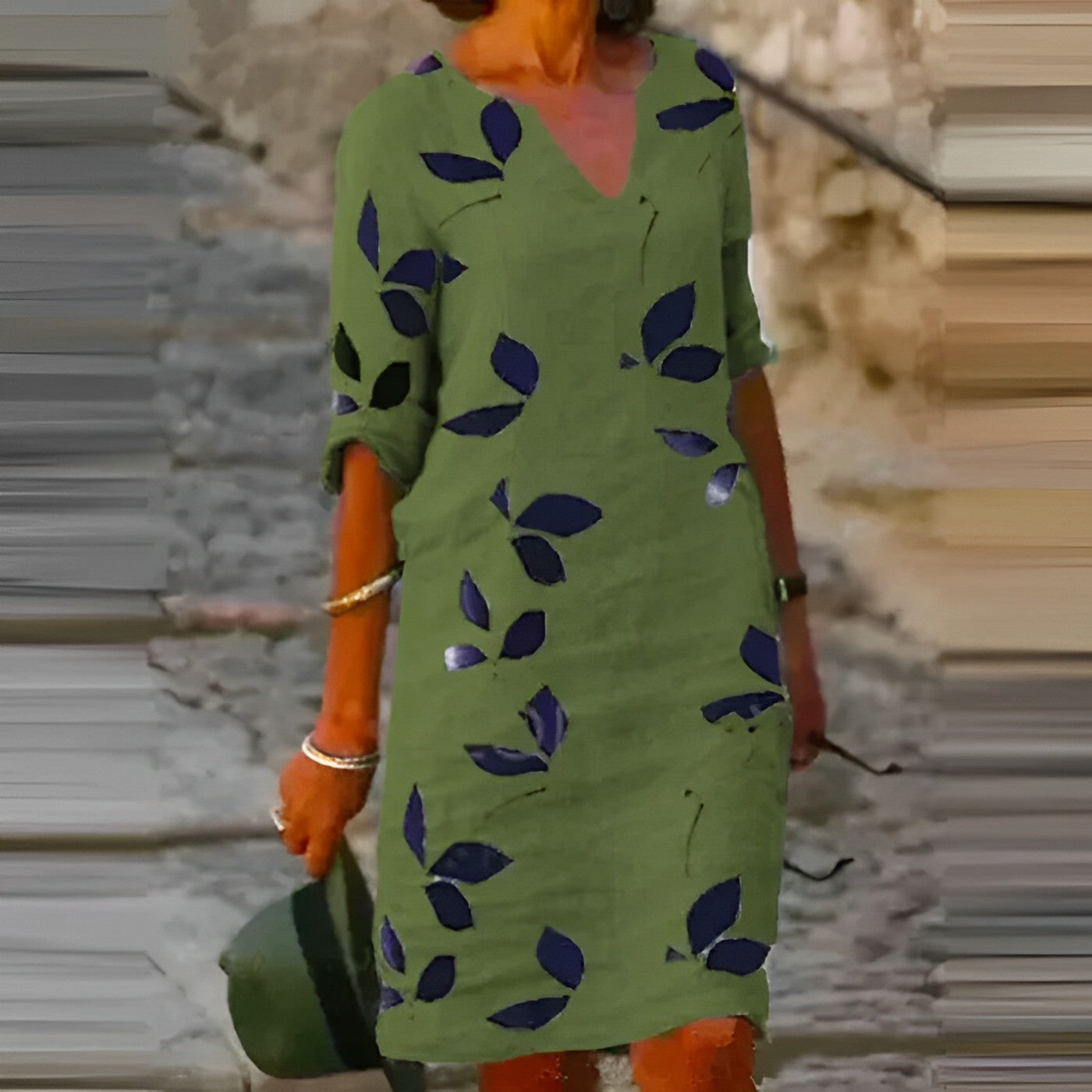 Amanda - Sommerkleid mit einfarbigem Druck
