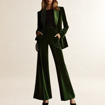 Damen Anzug Set Blazer und Schlaghosen - Lockerer Schnitt Retro Stil