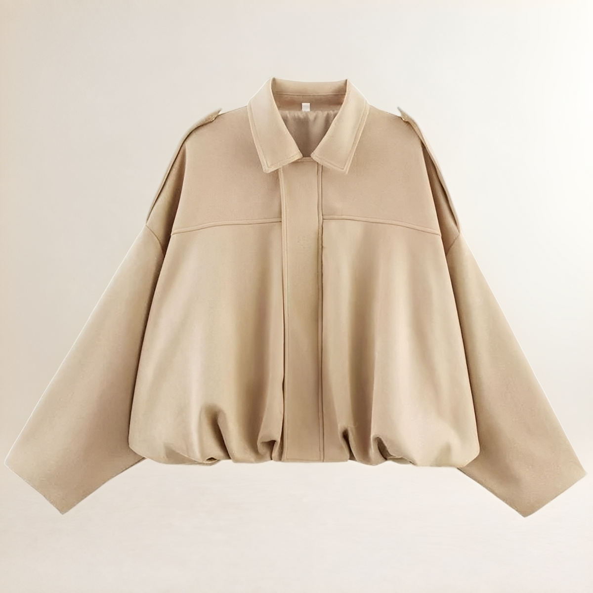 Damen Bomberjacke Cropped Boxy - Epaulettenschultertops mit geraffter Saum