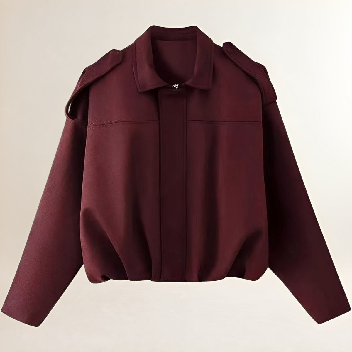 Damen Bomberjacke Cropped Boxy - Epaulettenschultertops mit geraffter Saum