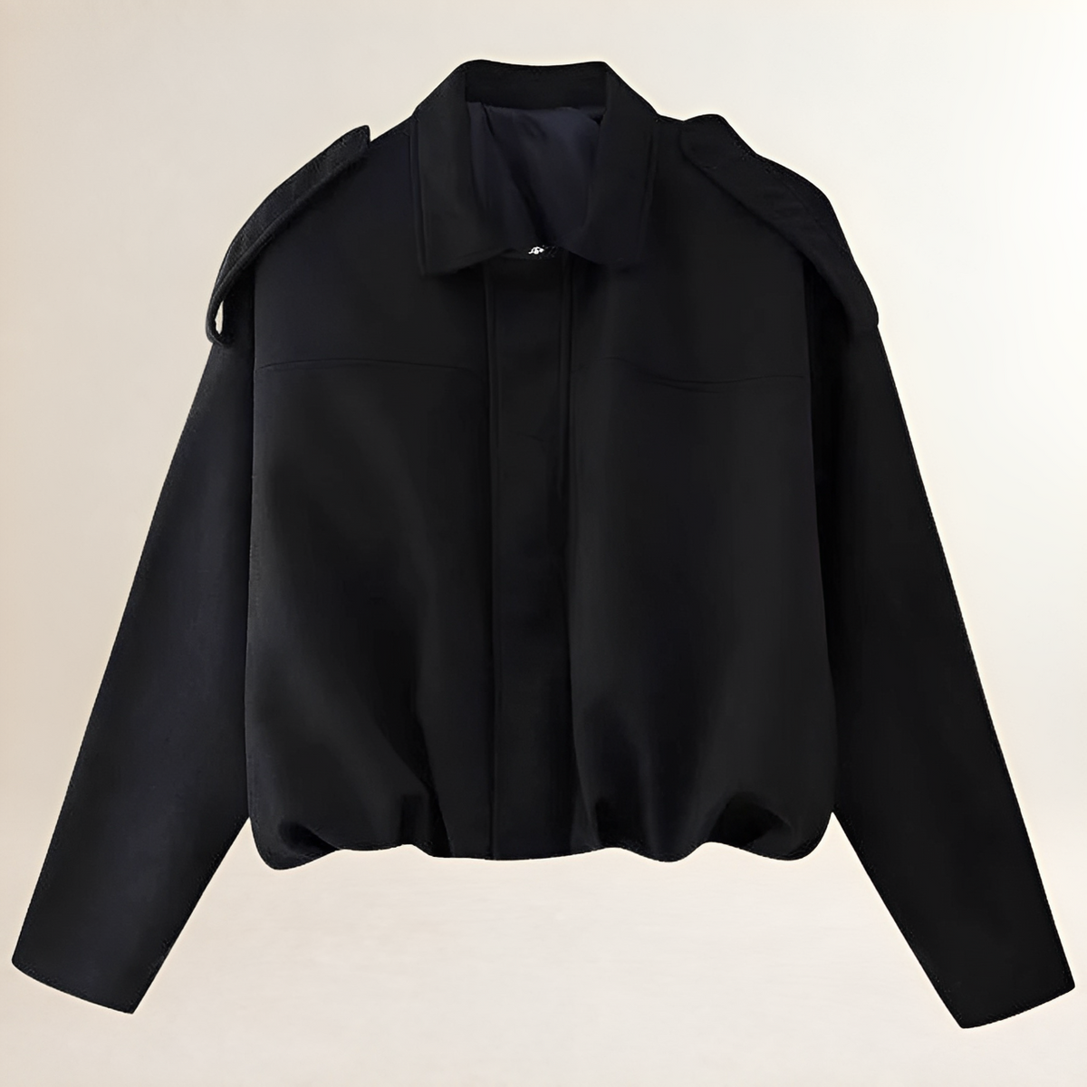 Damen Bomberjacke Cropped Boxy - Epaulettenschultertops mit geraffter Saum
