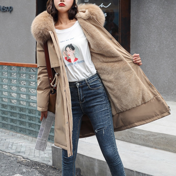 Damen Mantel mit Kapuze und Großem Kragen - Relaxed Fit