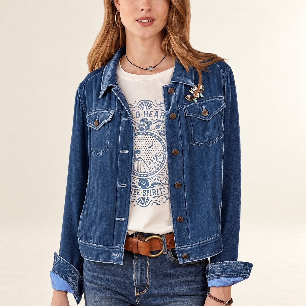 Damen Shirt-Jacke mit Knopfleiste, Reverskragen und Brusttaschen - langärmliger, lockerer Schnitt