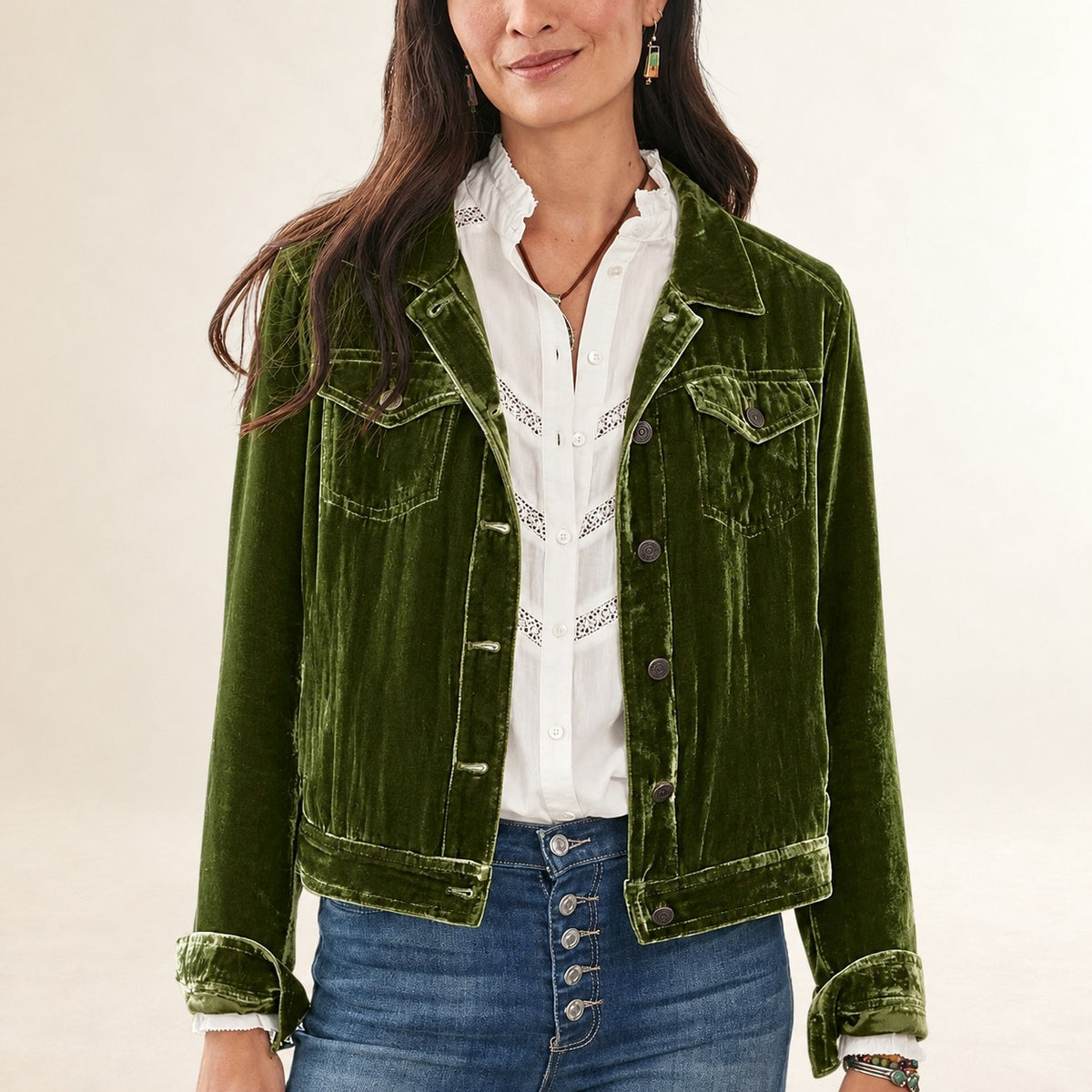 Damen Shirt-Jacke mit Knopfleiste, Reverskragen und Brusttaschen - langärmliger, lockerer Schnitt
