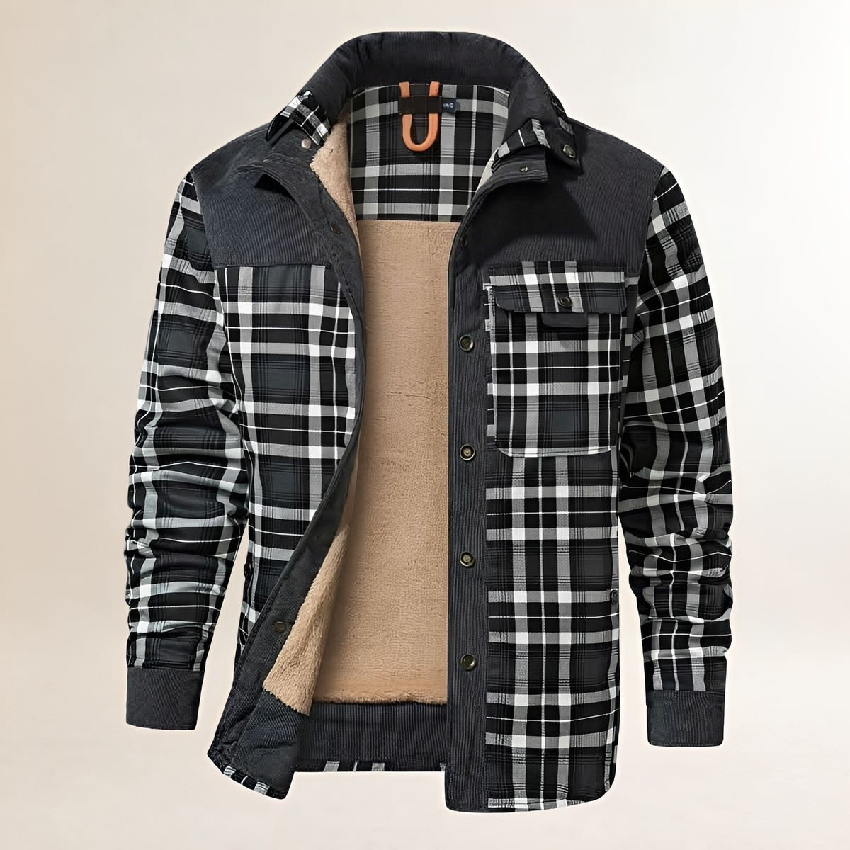 Dapper Jacket Herren Plaid-Überwurf mit Snap-Vorderverschluss, Brusttasche und Seitentaschen – Regular Fit