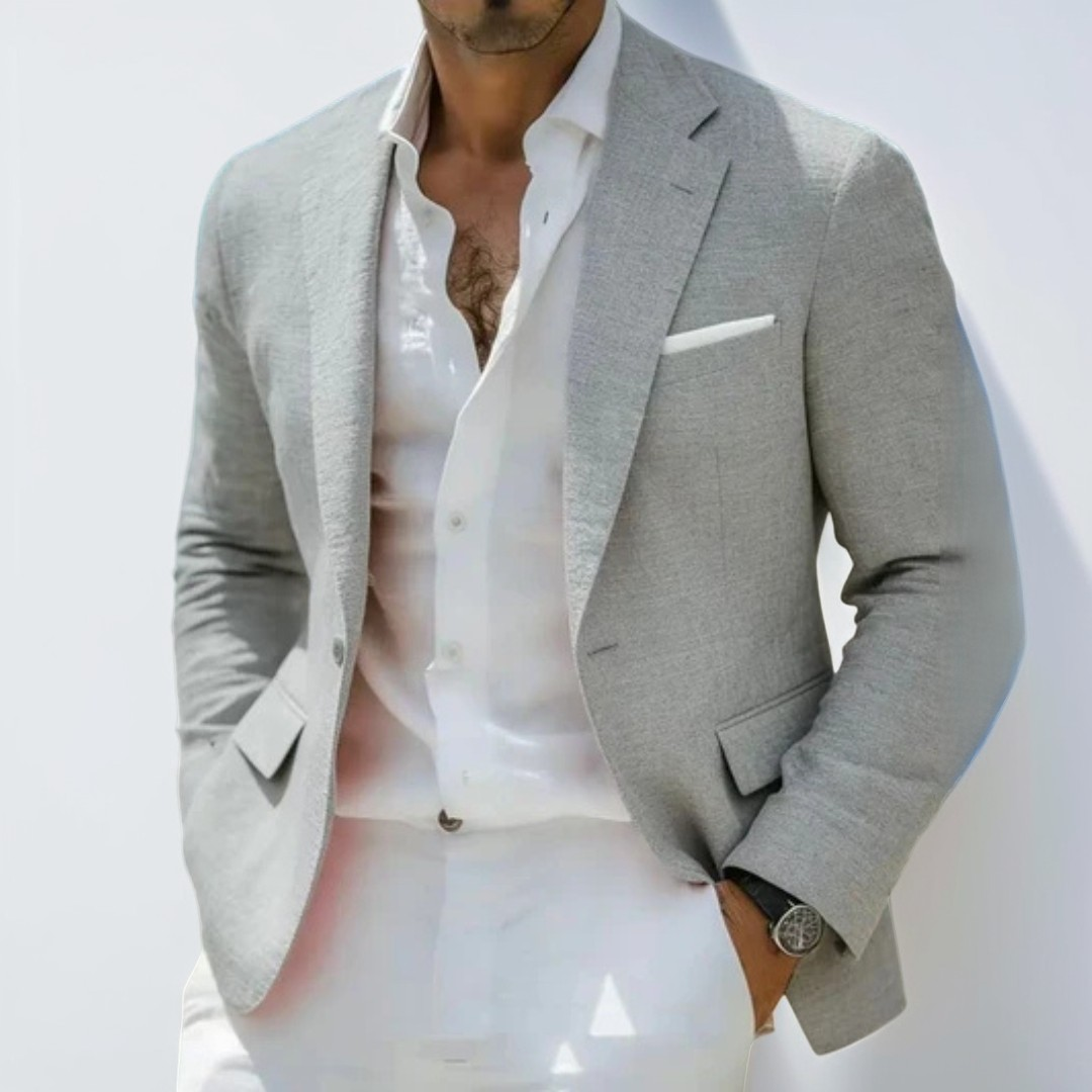 Herren Blazer Notch-Reverskragen Ein-Knopf vorderseite - Regular Fit mit Brust- und Fronttaschen