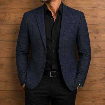 Herren Blazer - Strukturierter Karo-Muster, Einreihig, Zwei-Knopf-Verschluss, Reguläre Passform